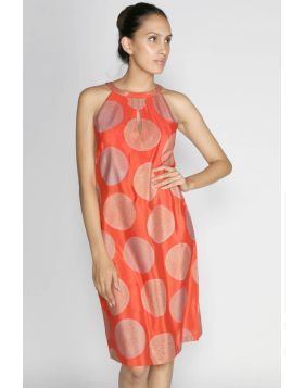 Rasa Orange Silk Halter Dress