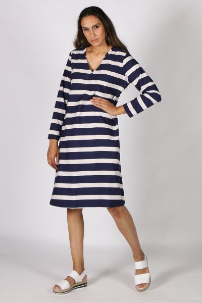 Bagruu Prinny Stripe Dress In Navy