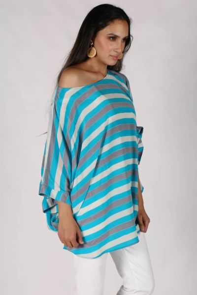 Anupamaa Prisha Stripe Top In Aqua