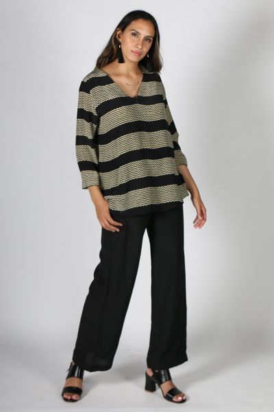 Anupamaa Asana Stripe Top in Black
