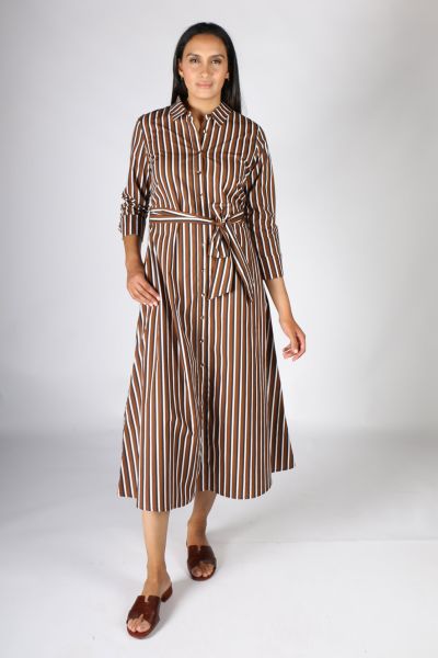 Bagruu Marra Stripe Dress In Bark