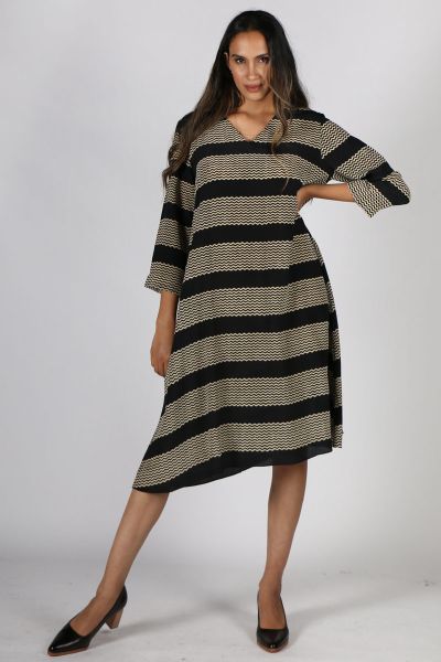 Stripe Asana Dress In Black By Anupamaa