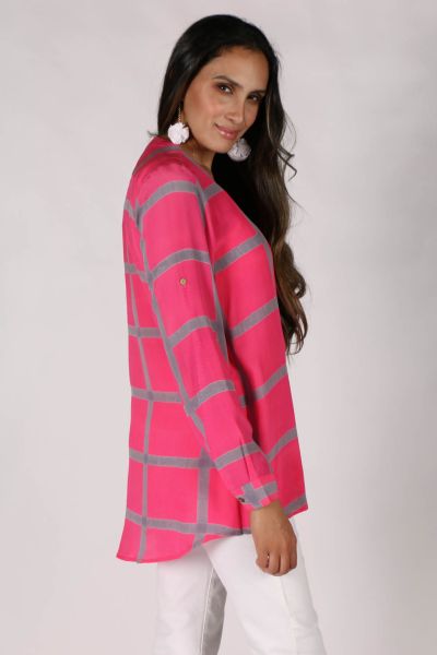 Anupamaa Agni Check Shirt in Fuchsia