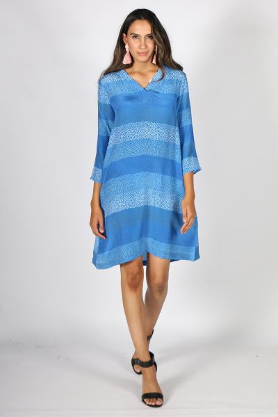 Printed Rasa Surya Bhil Dress In Cobalt