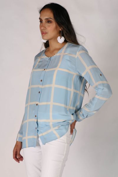 Anupamaa Agni Check Shirt in Sky
