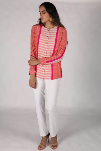 Stripe Silk Agni Top By Anupamaa