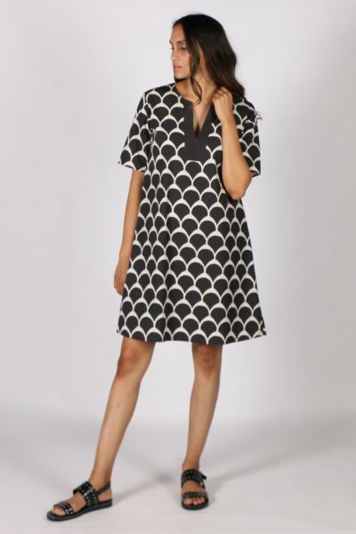 Bagruu Ekta Print Dress In Charcoal
