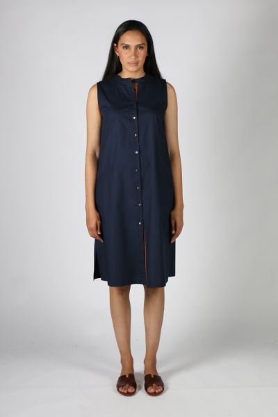 Bagruu Baku Dress In Navy