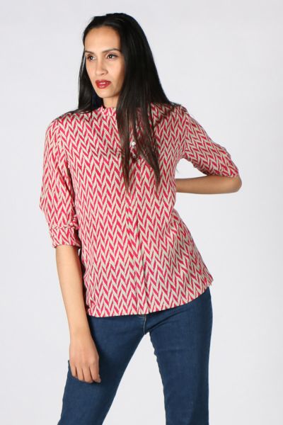 Rasa Rajput Chevron Shirt In fuchsia