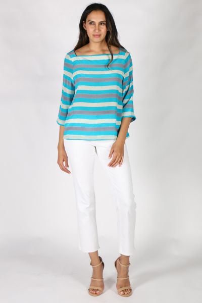 Anupamaa Amritsa Stripe Top In Aqua