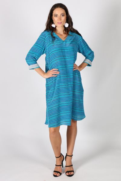 Asana Stripe Dress Blue By Anupamaa