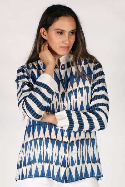 White And Blue Kashmir Shirt By Anupamaa