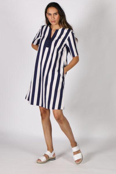 Bagruu Ekta Stripe Dress In Navy