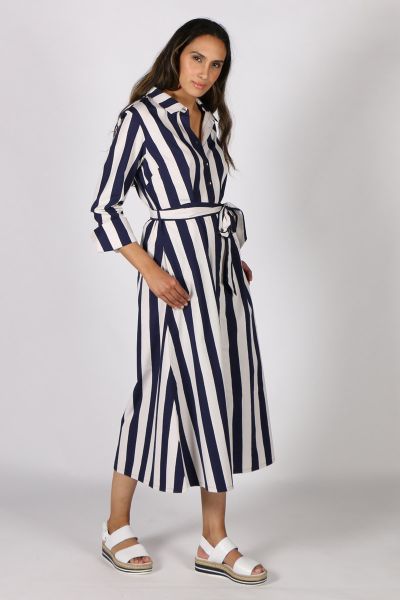 Bagruu Marra Stripe Dress In Navy