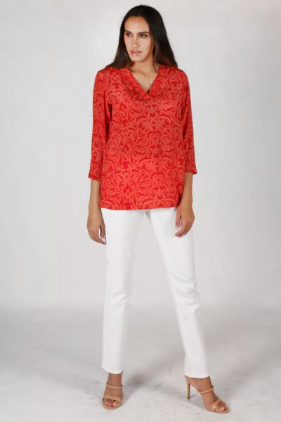 Rasa Surya T Crackle Top In Red