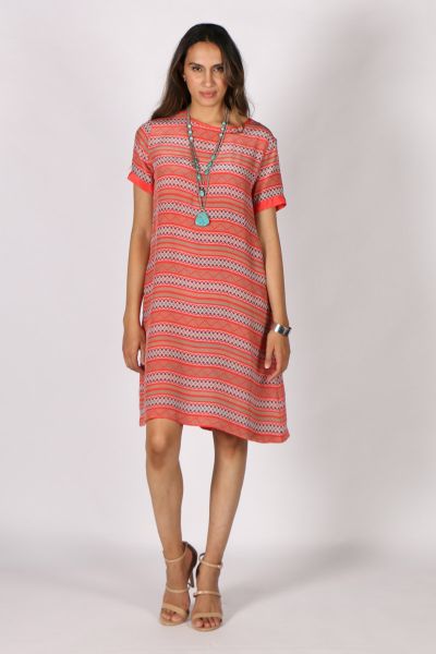Printed Rasa Sella Teda Dress In Coral
