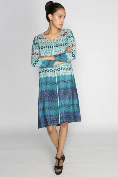 Rasa Sale Teal Silk Star Tunic Dress