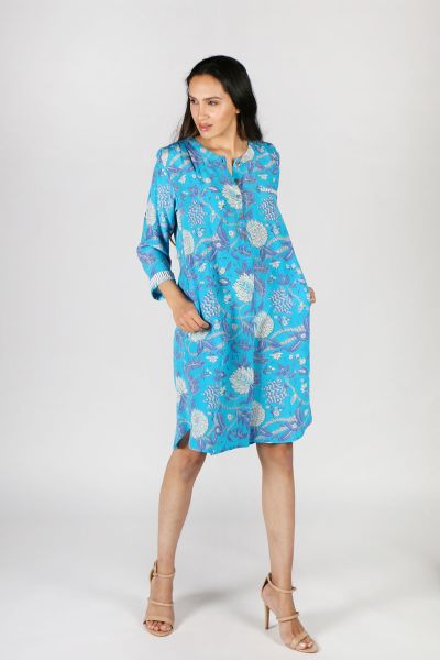 Floral Pop Dress By Anupamaa in Royal