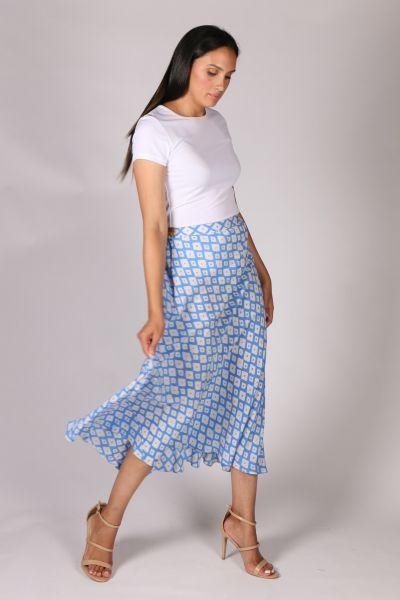 Anupamaa Bias Diamond Skirt in Blue