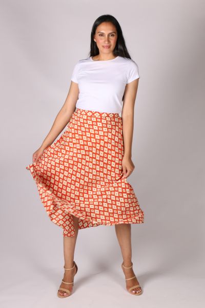 Anupamaa Bias Diamond Skirt In Orange