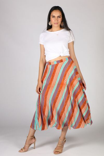 Anupamaa Bias Multi Stripe Skirt