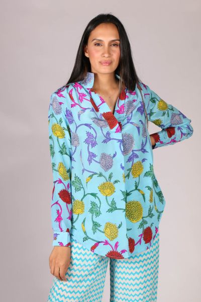 Anupamaa Rome Floral Shirt In Aqua