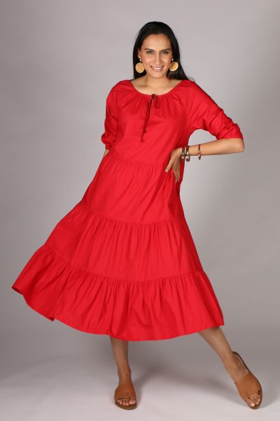 Bagruu Agra Midi Dress In Chilli