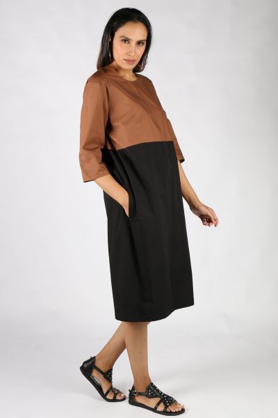 Bagruu Goa Dress In Two Tone Bark
